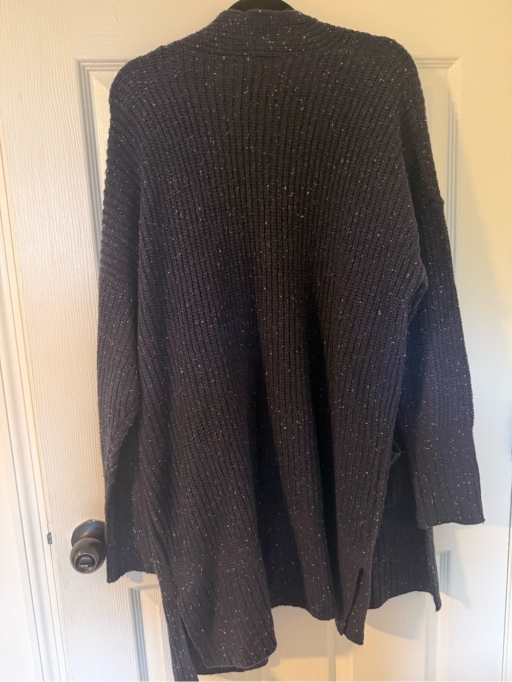 ASOS Navy Sparkle Open-Front Ribbed Cardigan - Picture 2 of 3